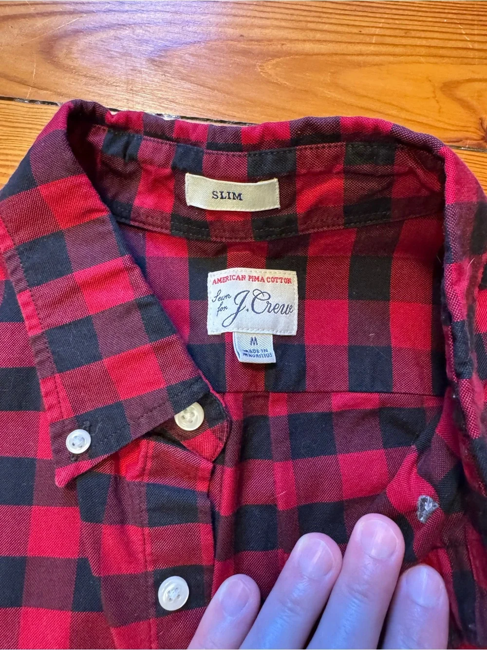 J. Crew Men’s Red and Black Buffalo Check Button-Down Shirt